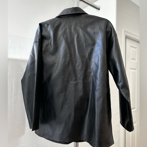 SHEIN leather- like black jacket/ shacket - Picture 4 of 15